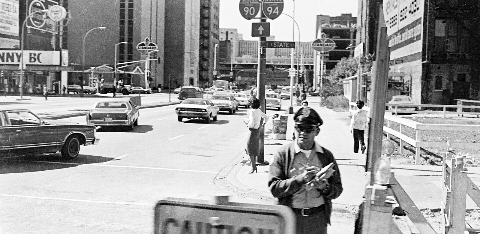 Looking west along Congress Parkway (currently Ida B. Wells Drive). at State St., Chicago, October 1978., 1978, Chicago