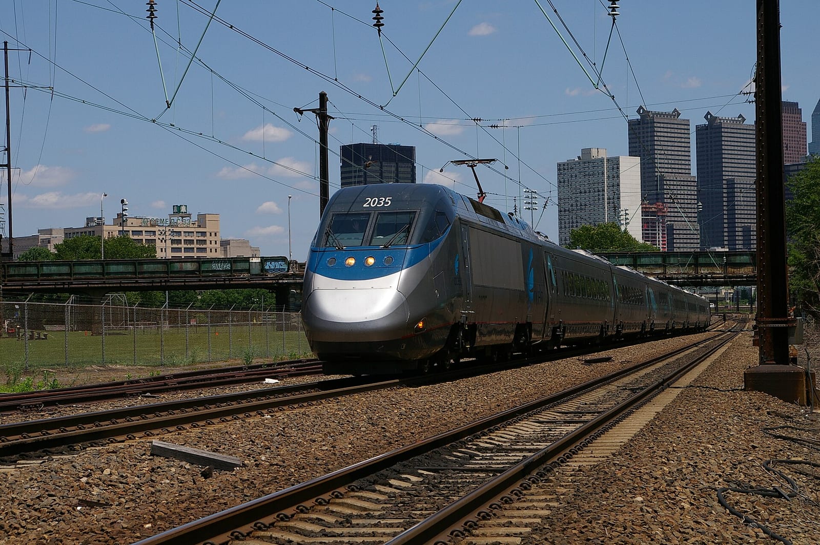 An Acela Express train led by power car #2035 near Philadelphia, PA, 2007, Philadelphia
