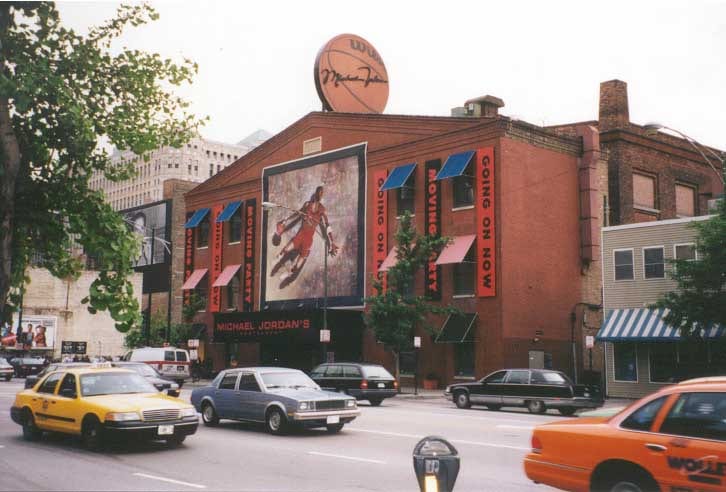 picture of the front of michael jordans restaurant in chicago, 1993, Chicago