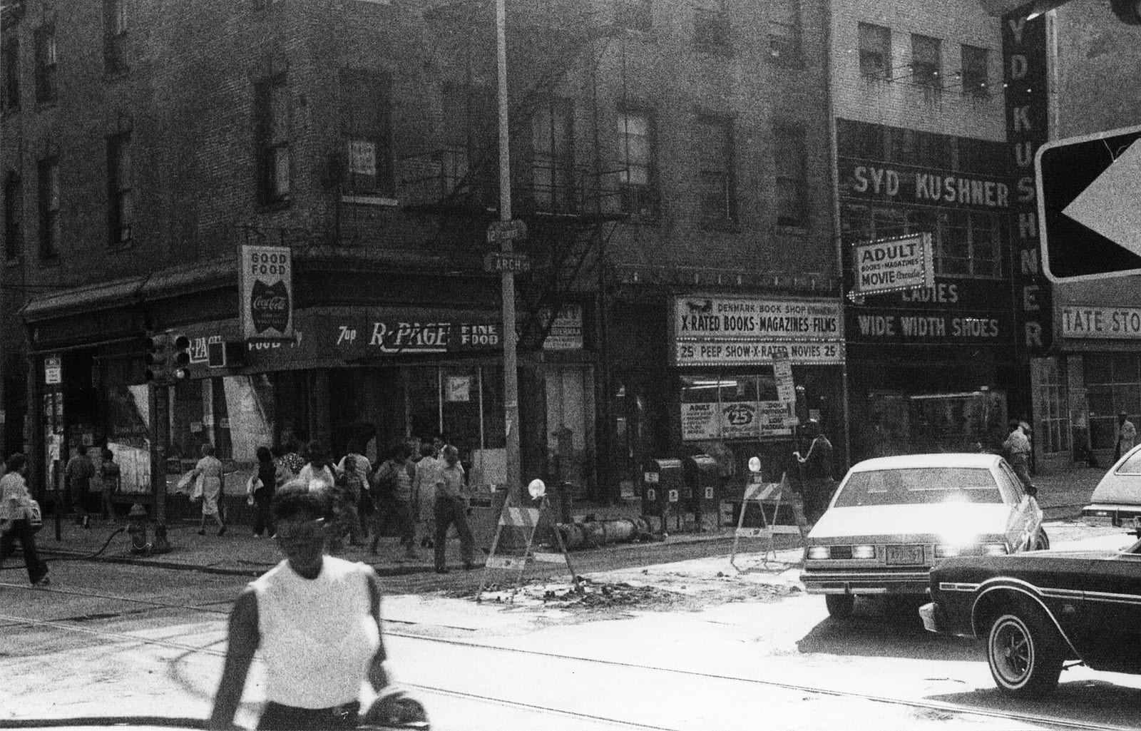 Philadelphia Arch Street N 12th Street junction 1978 darker, 1978, Philadelphia