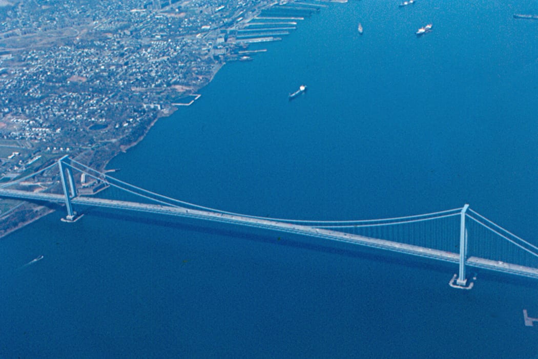 New York - Verrazano-Narrows Bridge from Air, 1971, New York City