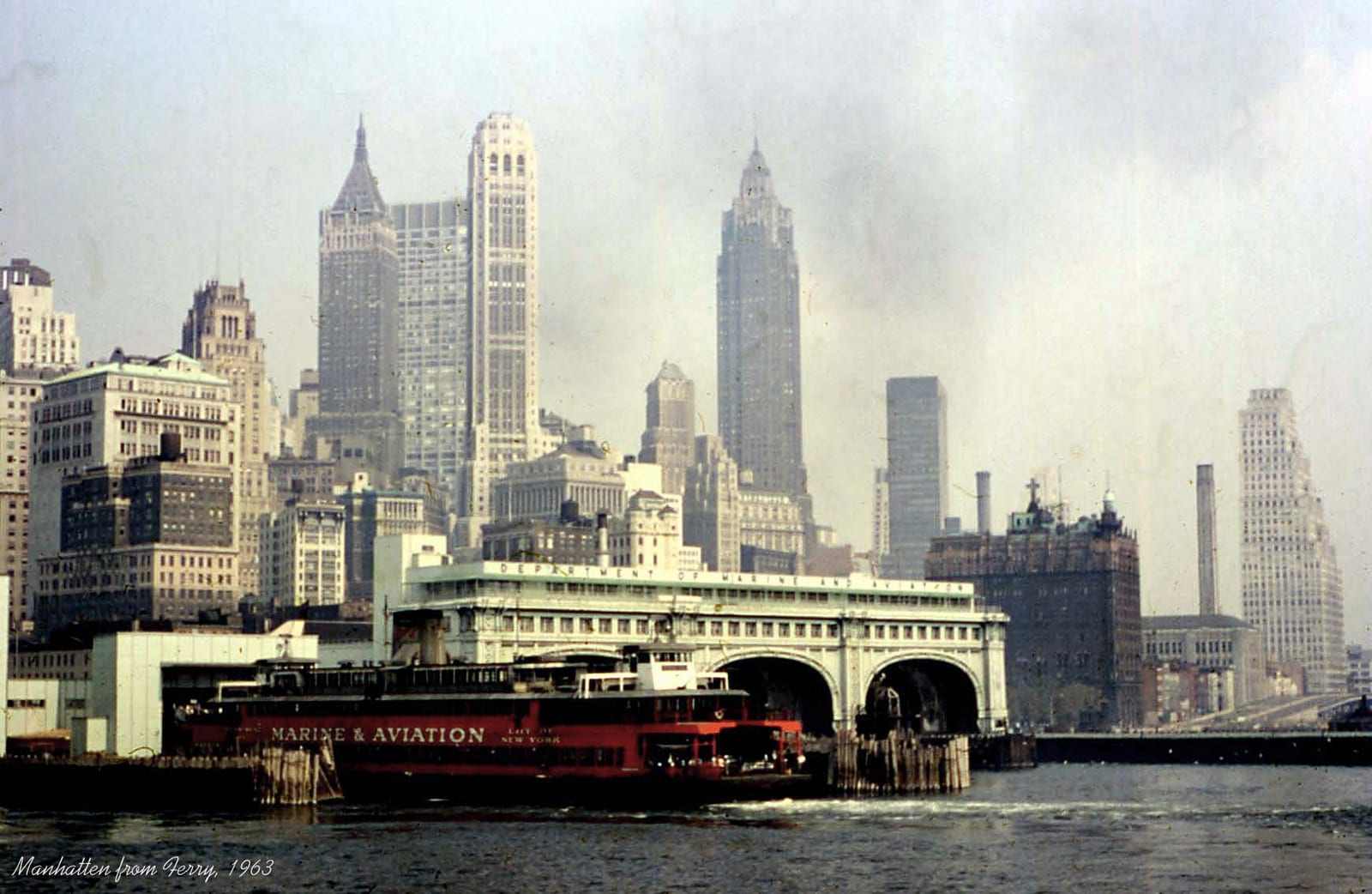 US043 Manhatten from ferry 1963 (picture could have been taken before 1963, if postcard was published 1963), 1963, New York City
