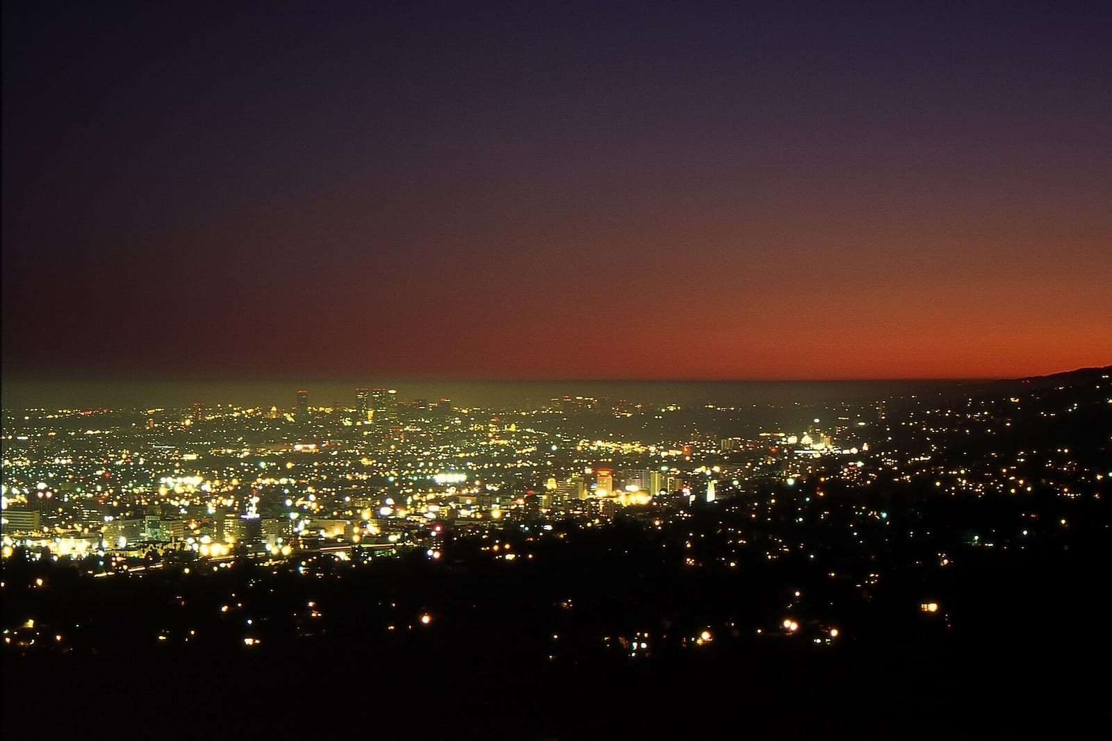 Los Angeles at Twilight - Griffith Observatory, Los Angeles, California, USA - August 1995, 1995, Los Angeles