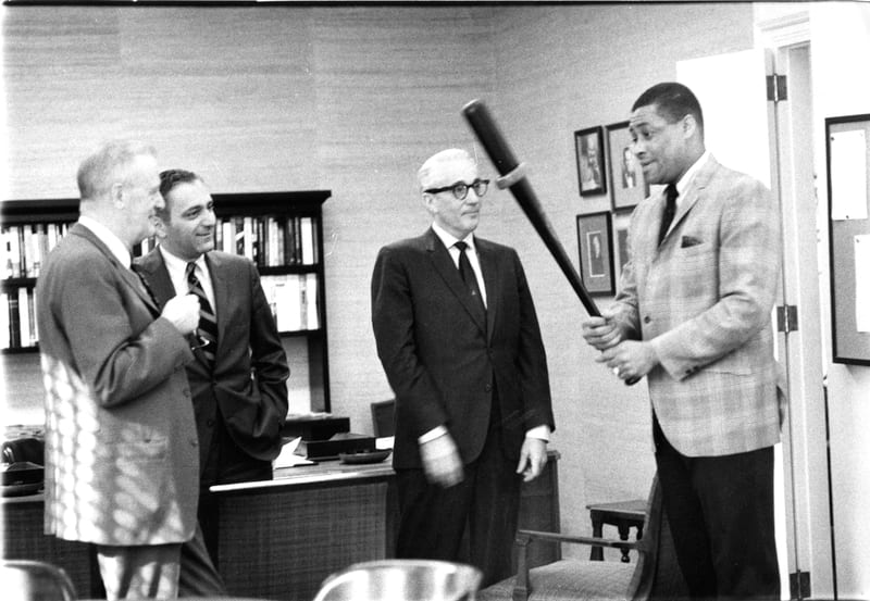 Baseball Hall of Famer Elston Howard in the Office of E. Clifton Daniel, Jr, 1968, New York City