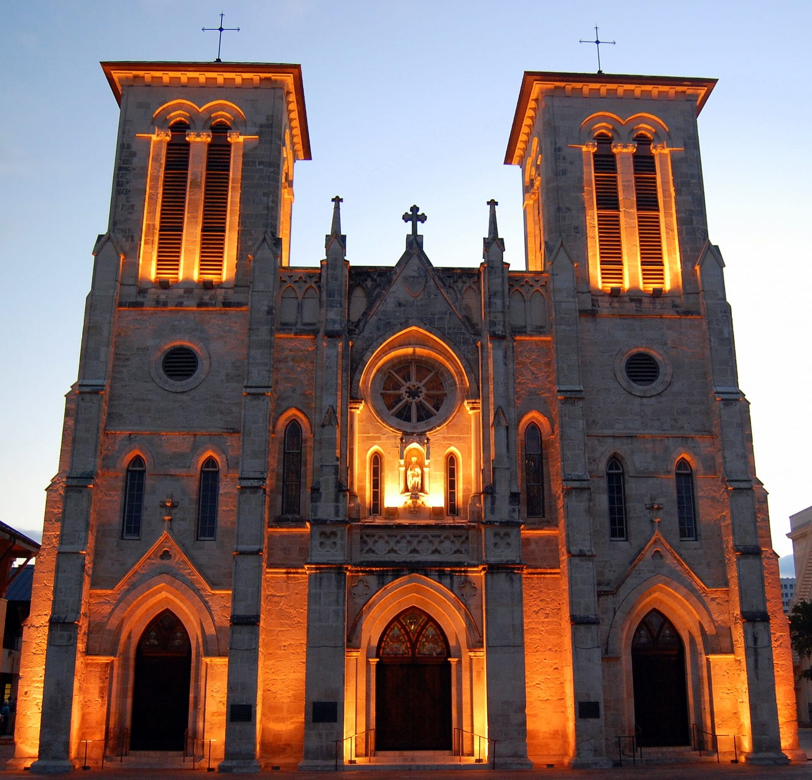 Cathedral of San Fernando in San Antonio, Texas at sunset, 2009, San Antonio