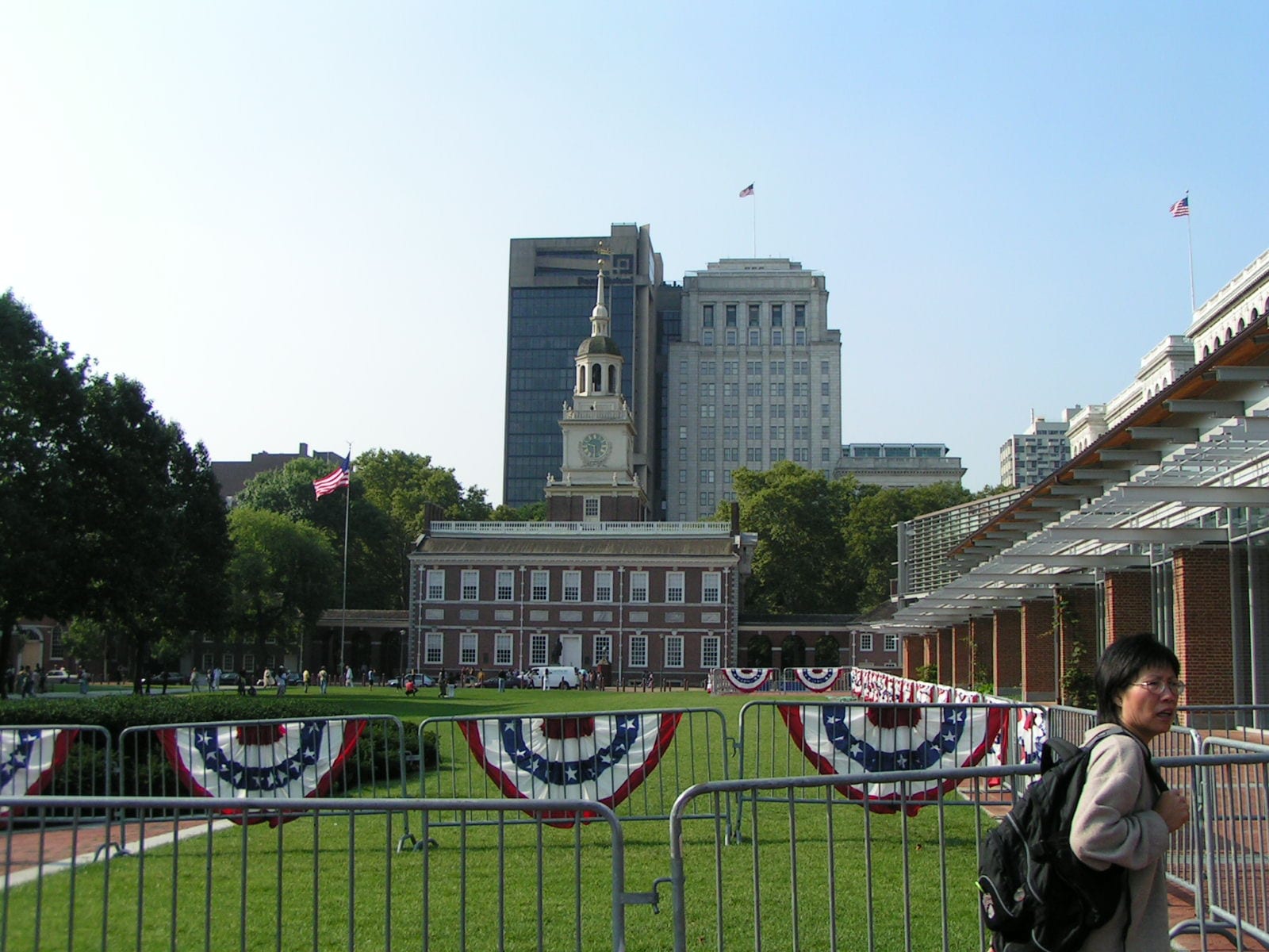 Taken from the path to the building that houses the Liberty Bell. Independence Hall, 2004, Philadelphia