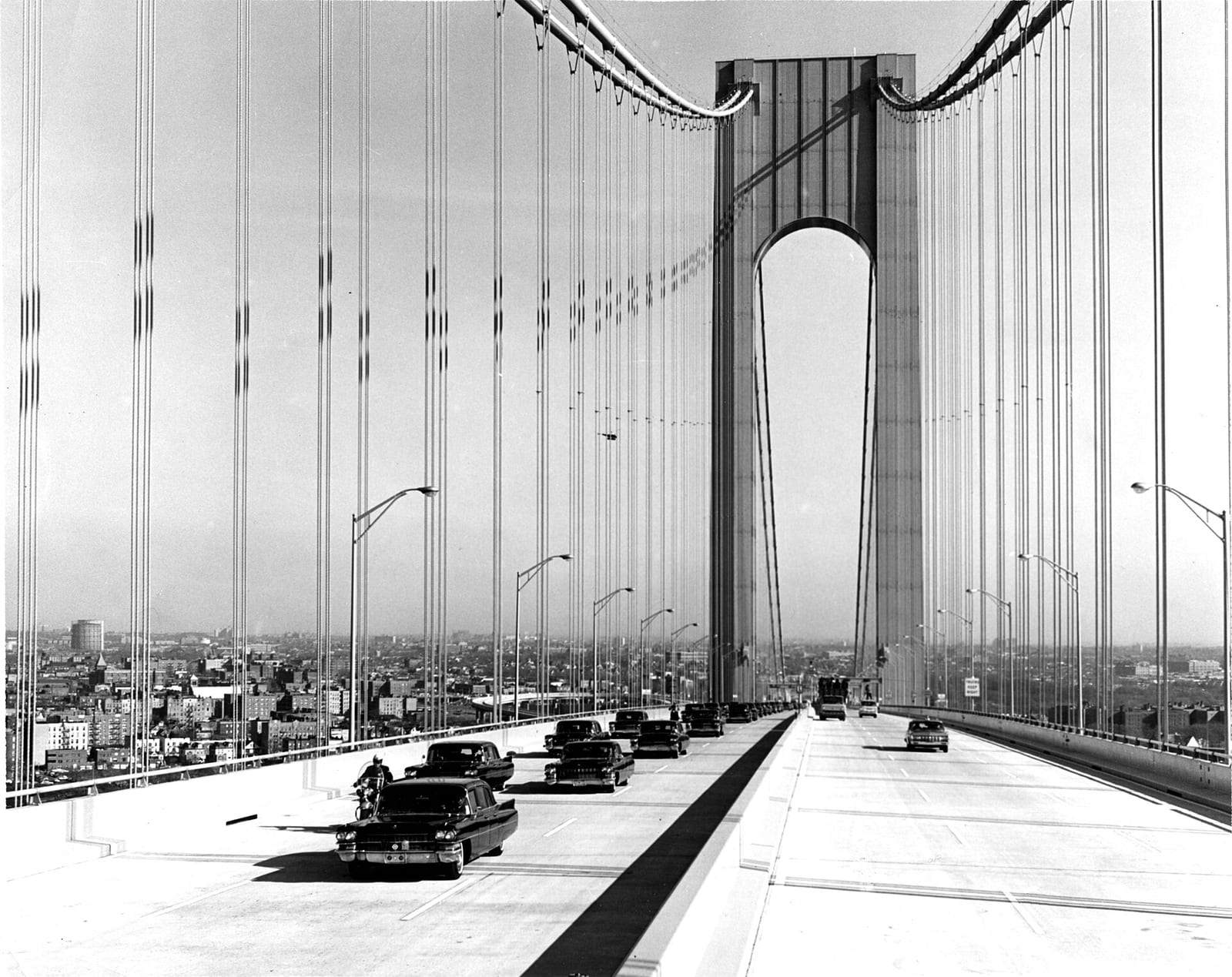 Motorcade travels from Brooklyn to Staten Island following the ribbon-cutting ceremony in Brookyn. November 21, 1964. Photo: Unknown, 1964, New York City
